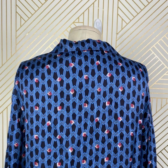 MAJE‎ Cristen Blouse Top Blue Printed Geometric - Picture 8 of 12